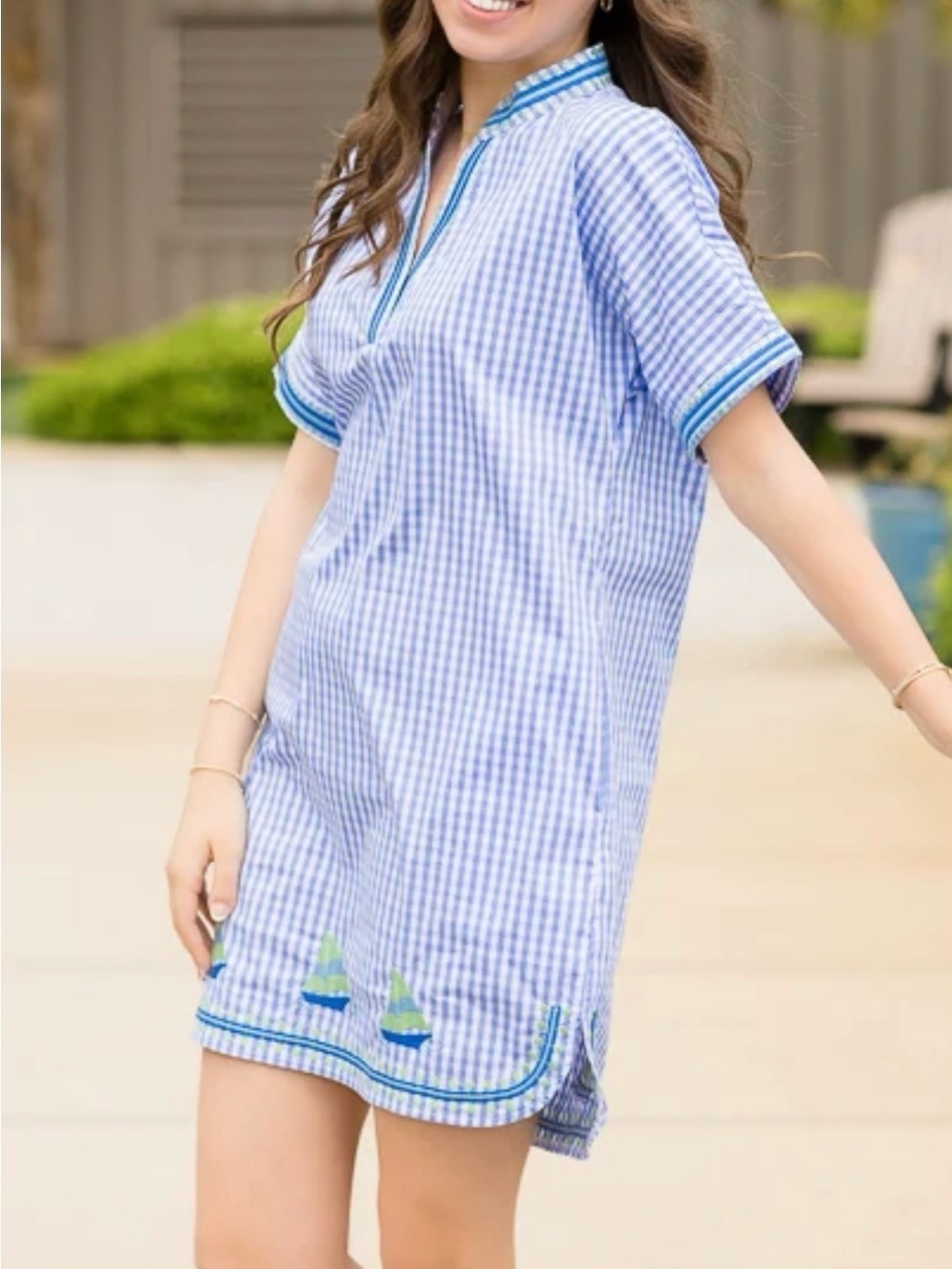 The Coastal CRANE "Abigail Mini" – Set Sail Gingham – XL – Embroidered